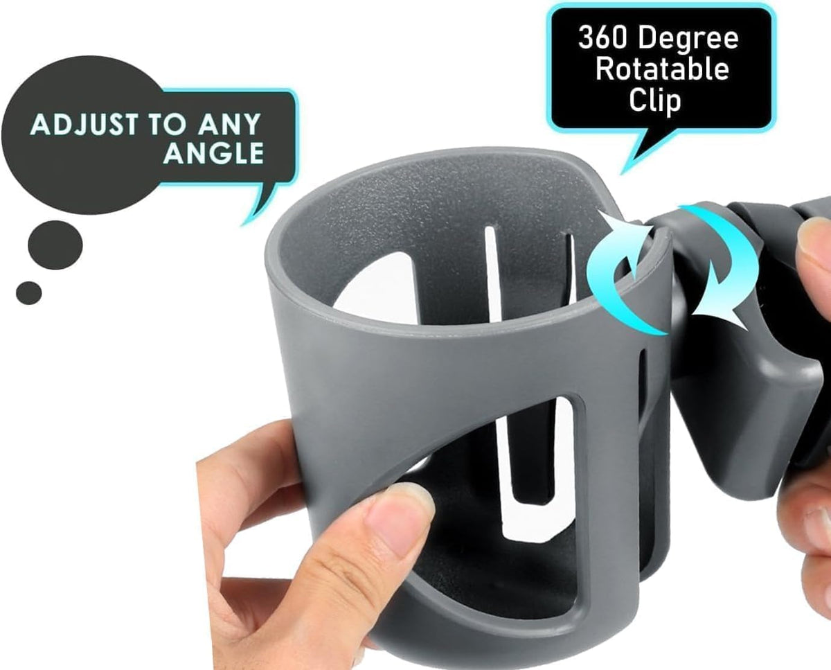 New Stroller Cup Holder for Stanley Quencher H2.0 (30 & 40 Oz. Models), Also Compatible with Stanley IceFlow (20 & 30 Oz. Models) - Black