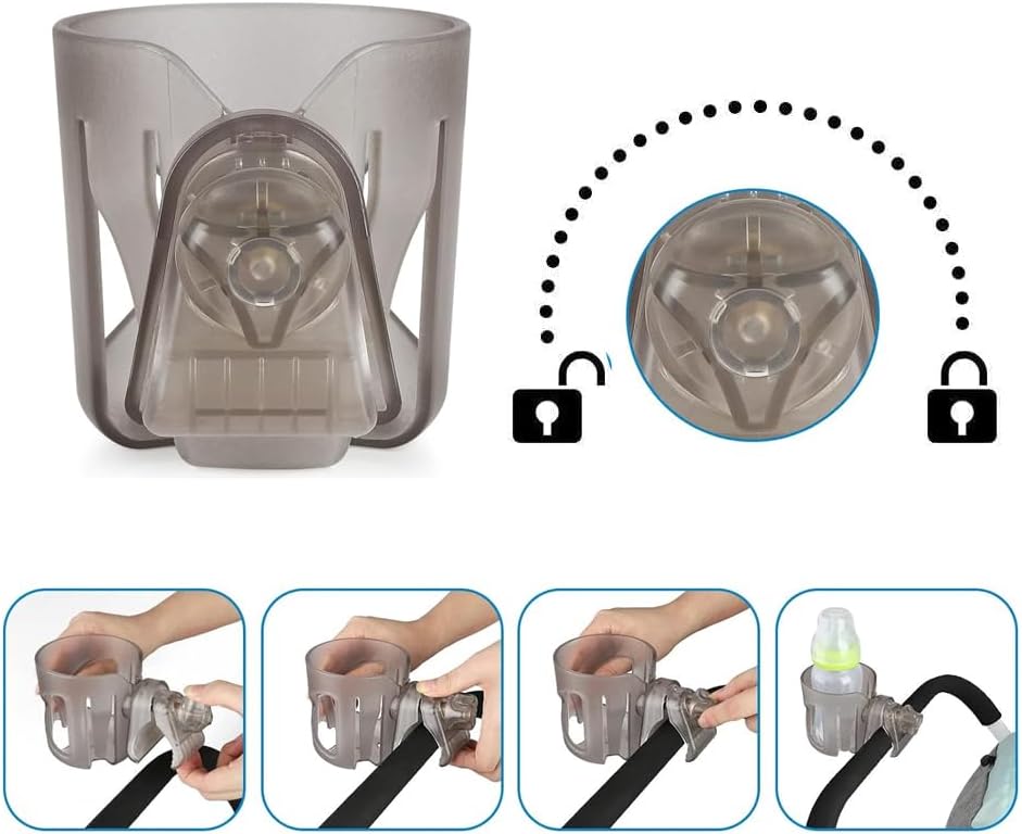 New Stroller Cup Holder for Stanley Quencher H2.0 (30 & 40 Oz. Models), Also Compatible with Stanley IceFlow (20 & 30 Oz. Models) - Black