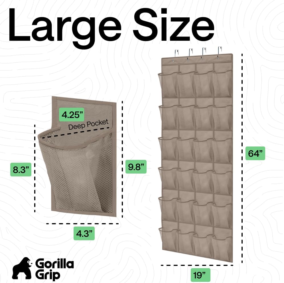 Over The Door Organizer Storage, 5 Deep Hanging Shelves, Holds 50lbs, Closet Organizers Shelf for Bedroom, Shoes, Bathroom, Nursery, Dorm Essentials, 3 Metal Hooks, 58x15 Inches, White