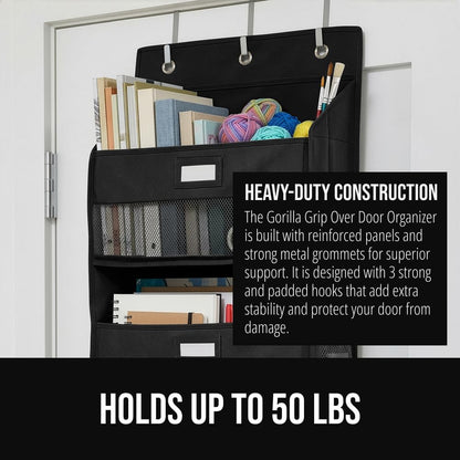 Over The Door Organizer Storage, 5 Deep Hanging Shelves, Holds 50lbs, Closet Organizers Shelf for Bedroom, Shoes, Bathroom, Nursery, Dorm Essentials, 3 Metal Hooks, 58x15 Inches, White
