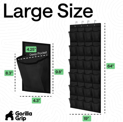 Over The Door Organizer Storage, 5 Deep Hanging Shelves, Holds 50lbs, Closet Organizers Shelf for Bedroom, Shoes, Bathroom, Nursery, Dorm Essentials, 3 Metal Hooks, 58x15 Inches, White