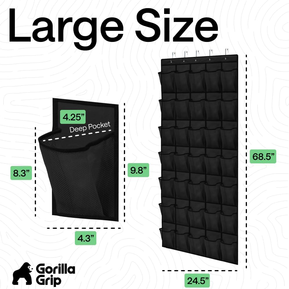 Over The Door Organizer Storage, 5 Deep Hanging Shelves, Holds 50lbs, Closet Organizers Shelf for Bedroom, Shoes, Bathroom, Nursery, Dorm Essentials, 3 Metal Hooks, 58x15 Inches, White