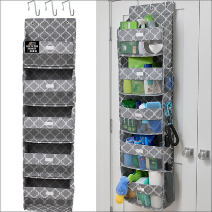 Over The Door Organizer Storage, 5 Deep Hanging Shelves, Holds 50lbs, Closet Organizers Shelf for Bedroom, Shoes, Bathroom, Nursery, Dorm Essentials, 3 Metal Hooks, 58x15 Inches, White