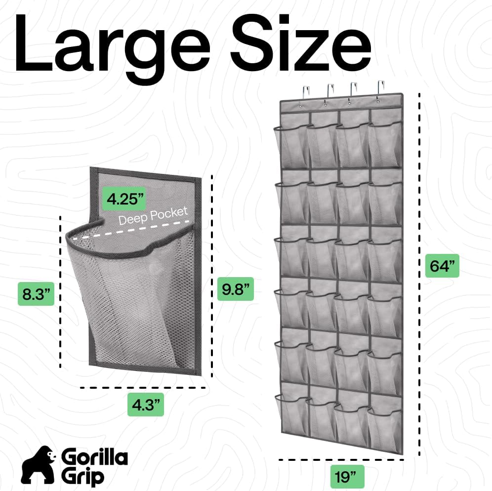 Over The Door Organizer Storage, 5 Deep Hanging Shelves, Holds 50lbs, Closet Organizers Shelf for Bedroom, Shoes, Bathroom, Nursery, Dorm Essentials, 3 Metal Hooks, 58x15 Inches, White