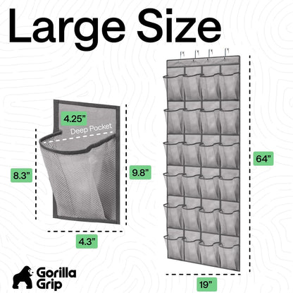 Over The Door Organizer Storage, 5 Deep Hanging Shelves, Holds 50lbs, Closet Organizers Shelf for Bedroom, Shoes, Bathroom, Nursery, Dorm Essentials, 3 Metal Hooks, 58x15 Inches, White