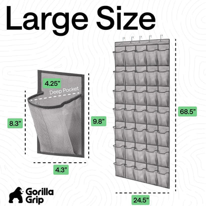 Over The Door Organizer Storage, 5 Deep Hanging Shelves, Holds 50lbs, Closet Organizers Shelf for Bedroom, Shoes, Bathroom, Nursery, Dorm Essentials, 3 Metal Hooks, 58x15 Inches, White
