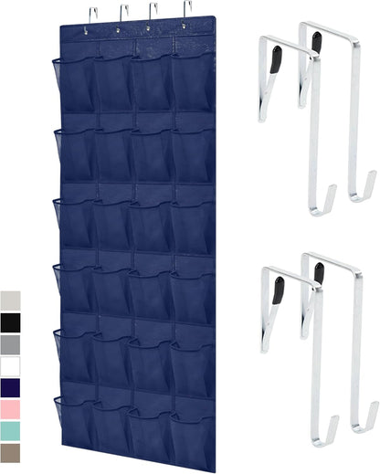 Over The Door Organizer Storage, 5 Deep Hanging Shelves, Holds 50lbs, Closet Organizers Shelf for Bedroom, Shoes, Bathroom, Nursery, Dorm Essentials, 3 Metal Hooks, 58x15 Inches, White