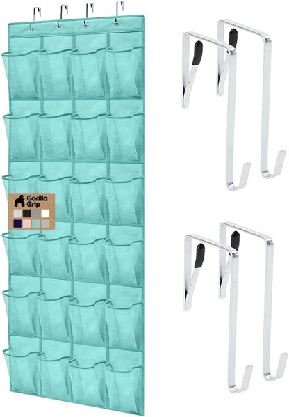 Over The Door Organizer Storage, 5 Deep Hanging Shelves, Holds 50lbs, Closet Organizers Shelf for Bedroom, Shoes, Bathroom, Nursery, Dorm Essentials, 3 Metal Hooks, 58x15 Inches, White