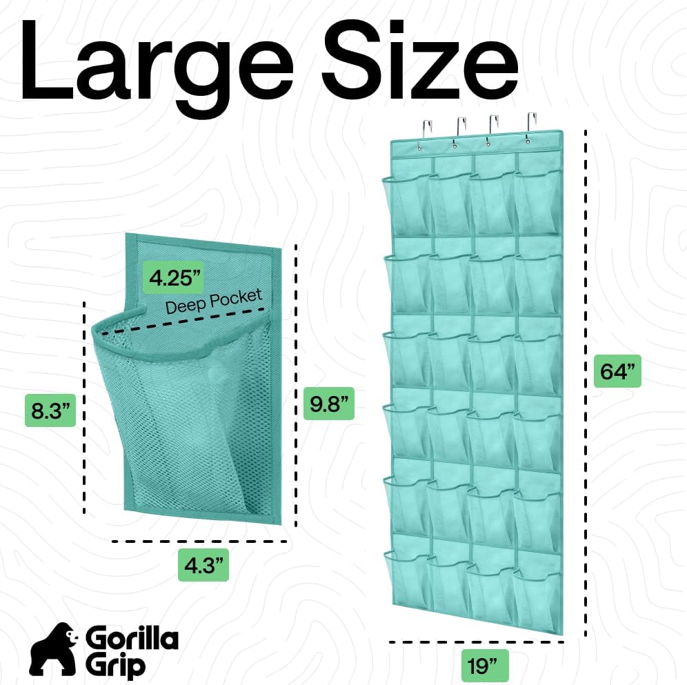Over The Door Organizer Storage, 5 Deep Hanging Shelves, Holds 50lbs, Closet Organizers Shelf for Bedroom, Shoes, Bathroom, Nursery, Dorm Essentials, 3 Metal Hooks, 58x15 Inches, White