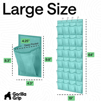 Over The Door Organizer Storage, 5 Deep Hanging Shelves, Holds 50lbs, Closet Organizers Shelf for Bedroom, Shoes, Bathroom, Nursery, Dorm Essentials, 3 Metal Hooks, 58x15 Inches, White