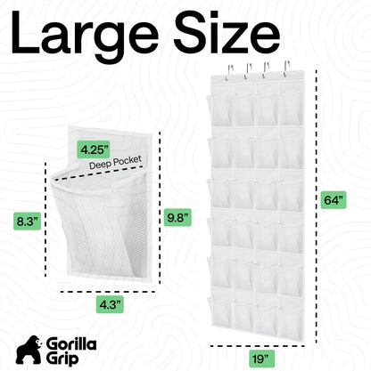 Over The Door Organizer Storage, 5 Deep Hanging Shelves, Holds 50lbs, Closet Organizers Shelf for Bedroom, Shoes, Bathroom, Nursery, Dorm Essentials, 3 Metal Hooks, 58x15 Inches, White