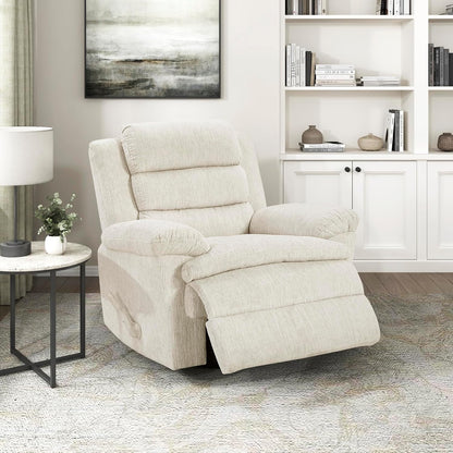 Swivel Glider Reclining Chair, Textured Microfiber Manual Recliner, Comfy Nursery Glider Recliner, Swivel Reclining Chair for Living Room/Office/Bedroom/Apartment, Beige