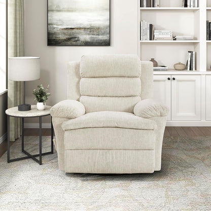 Swivel Glider Reclining Chair, Textured Microfiber Manual Recliner, Comfy Nursery Glider Recliner, Swivel Reclining Chair for Living Room/Office/Bedroom/Apartment, Beige