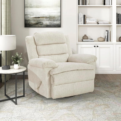 Swivel Glider Reclining Chair, Textured Microfiber Manual Recliner, Comfy Nursery Glider Recliner, Swivel Reclining Chair for Living Room/Office/Bedroom/Apartment, Beige