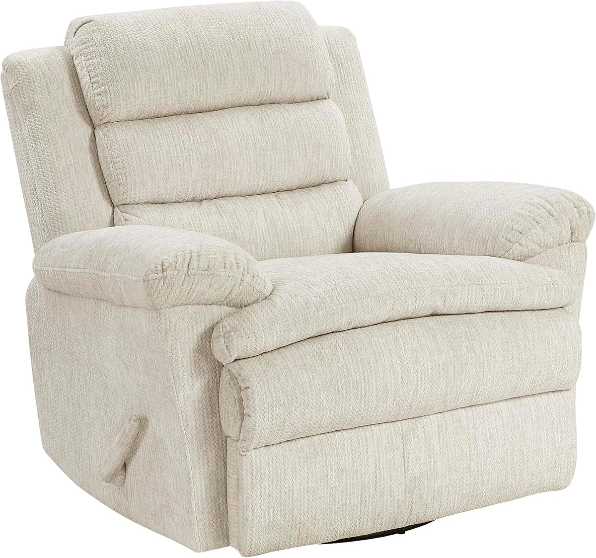 Swivel Glider Reclining Chair, Textured Microfiber Manual Recliner, Comfy Nursery Glider Recliner, Swivel Reclining Chair for Living Room/Office/Bedroom/Apartment, Beige
