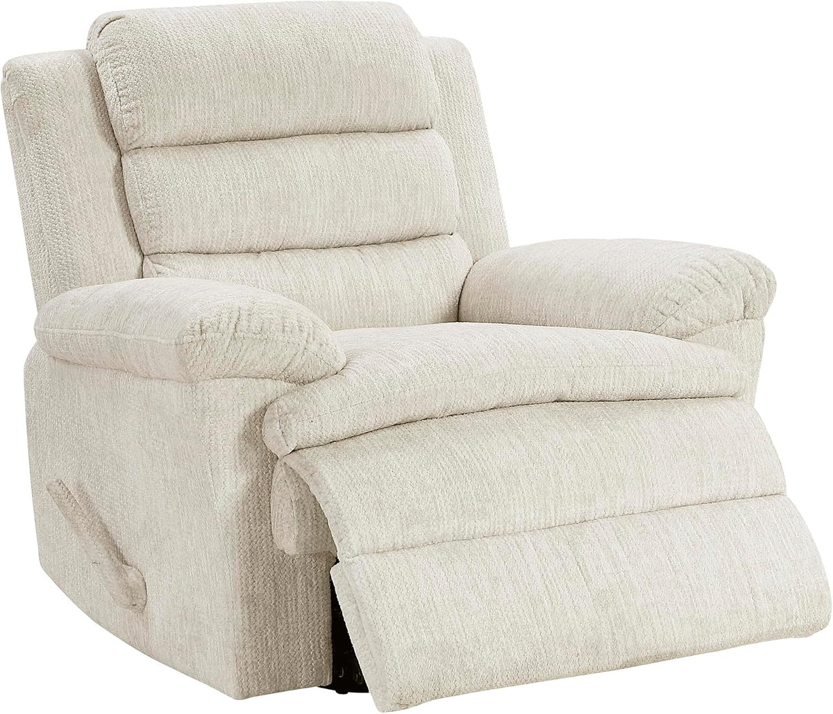 Swivel Glider Reclining Chair, Textured Microfiber Manual Recliner, Comfy Nursery Glider Recliner, Swivel Reclining Chair for Living Room/Office/Bedroom/Apartment, Beige
