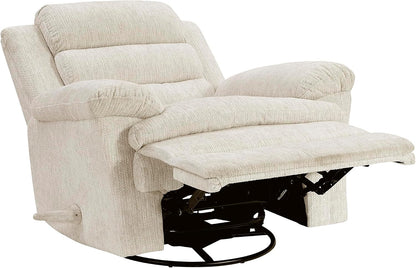 Swivel Glider Reclining Chair, Textured Microfiber Manual Recliner, Comfy Nursery Glider Recliner, Swivel Reclining Chair for Living Room/Office/Bedroom/Apartment, Beige
