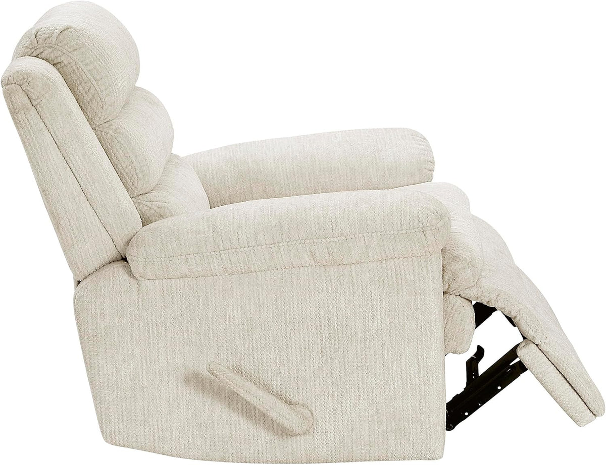 Swivel Glider Reclining Chair, Textured Microfiber Manual Recliner, Comfy Nursery Glider Recliner, Swivel Reclining Chair for Living Room/Office/Bedroom/Apartment, Beige