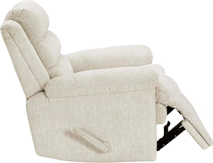 Swivel Glider Reclining Chair, Textured Microfiber Manual Recliner, Comfy Nursery Glider Recliner, Swivel Reclining Chair for Living Room/Office/Bedroom/Apartment, Beige
