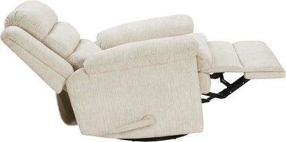 Swivel Glider Reclining Chair, Textured Microfiber Manual Recliner, Comfy Nursery Glider Recliner, Swivel Reclining Chair for Living Room/Office/Bedroom/Apartment, Beige