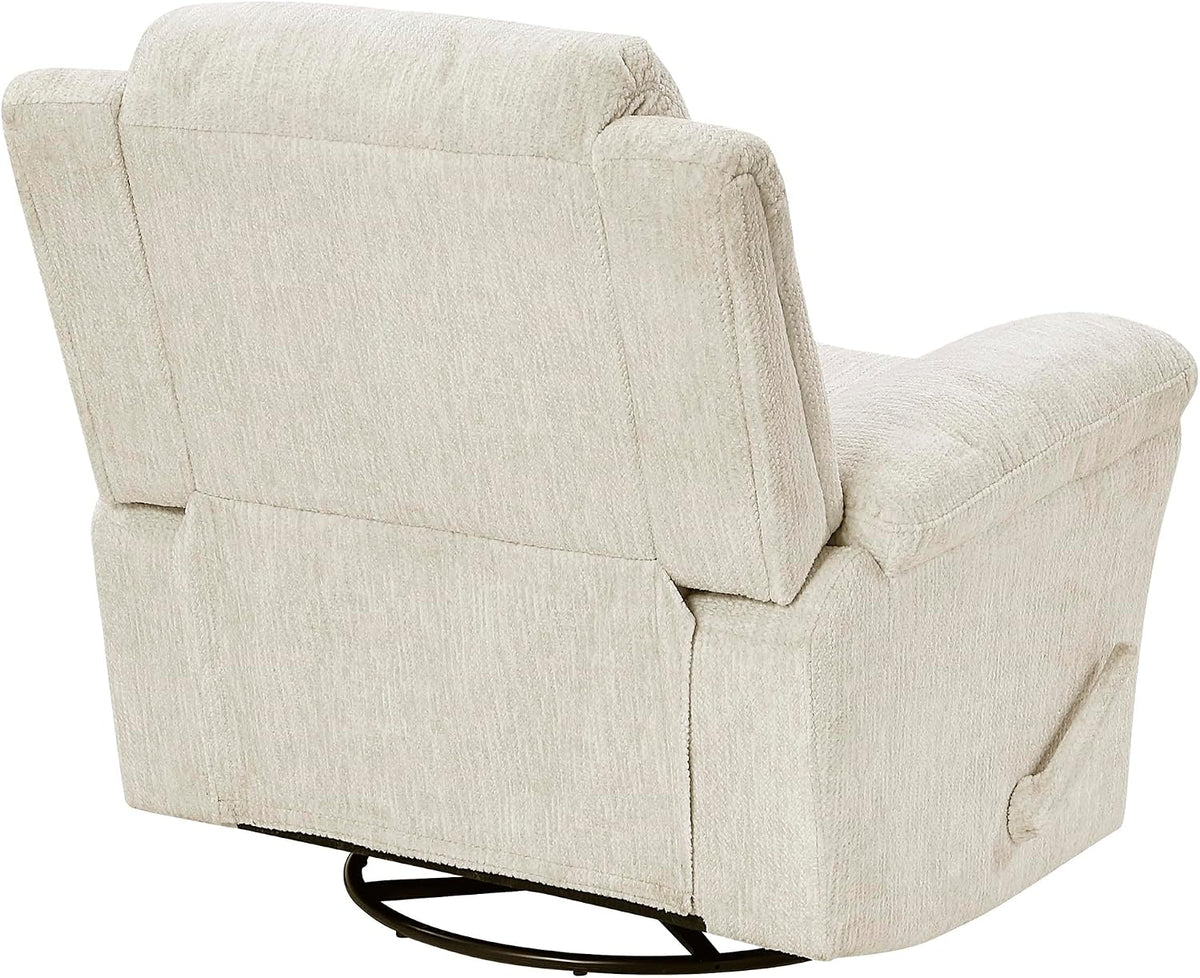 Swivel Glider Reclining Chair, Textured Microfiber Manual Recliner, Comfy Nursery Glider Recliner, Swivel Reclining Chair for Living Room/Office/Bedroom/Apartment, Beige