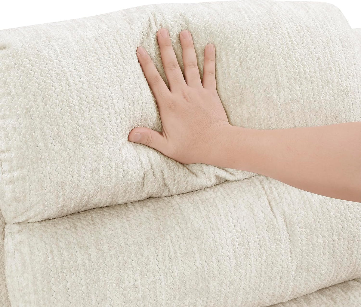 Swivel Glider Reclining Chair, Textured Microfiber Manual Recliner, Comfy Nursery Glider Recliner, Swivel Reclining Chair for Living Room/Office/Bedroom/Apartment, Beige