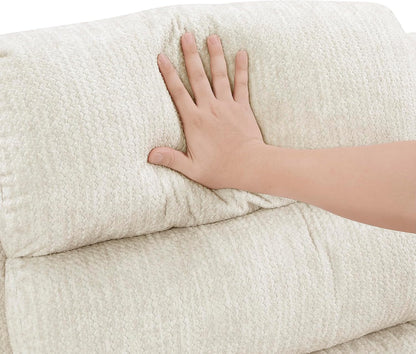 Swivel Glider Reclining Chair, Textured Microfiber Manual Recliner, Comfy Nursery Glider Recliner, Swivel Reclining Chair for Living Room/Office/Bedroom/Apartment, Beige