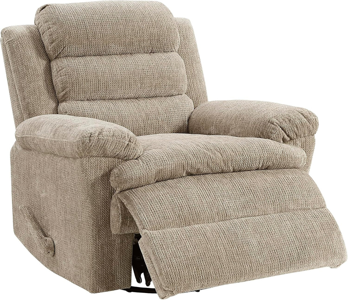 Swivel Glider Reclining Chair, Textured Microfiber Manual Recliner, Comfy Nursery Glider Recliner, Swivel Reclining Chair for Living Room/Office/Bedroom/Apartment, Beige