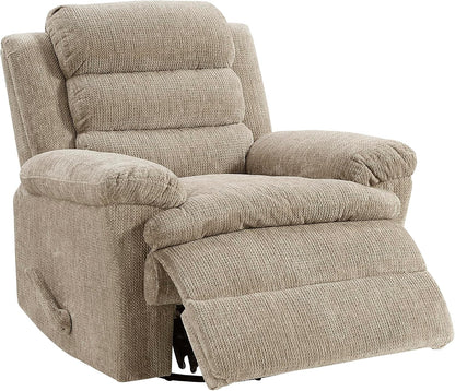 Swivel Glider Reclining Chair, Textured Microfiber Manual Recliner, Comfy Nursery Glider Recliner, Swivel Reclining Chair for Living Room/Office/Bedroom/Apartment, Beige