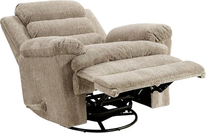 Swivel Glider Reclining Chair, Textured Microfiber Manual Recliner, Comfy Nursery Glider Recliner, Swivel Reclining Chair for Living Room/Office/Bedroom/Apartment, Beige