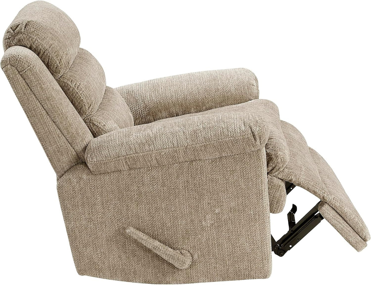 Swivel Glider Reclining Chair, Textured Microfiber Manual Recliner, Comfy Nursery Glider Recliner, Swivel Reclining Chair for Living Room/Office/Bedroom/Apartment, Beige