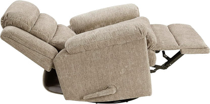 Swivel Glider Reclining Chair, Textured Microfiber Manual Recliner, Comfy Nursery Glider Recliner, Swivel Reclining Chair for Living Room/Office/Bedroom/Apartment, Beige