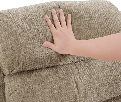 Swivel Glider Reclining Chair, Textured Microfiber Manual Recliner, Comfy Nursery Glider Recliner, Swivel Reclining Chair for Living Room/Office/Bedroom/Apartment, Beige