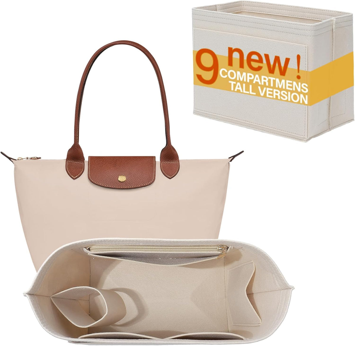 Purse Organizer Insert for Longchamp Le Pliage, Tote Bag Organizer