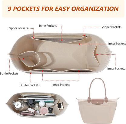 Purse Organizer Insert for Longchamp Le Pliage, Tote Bag Organizer