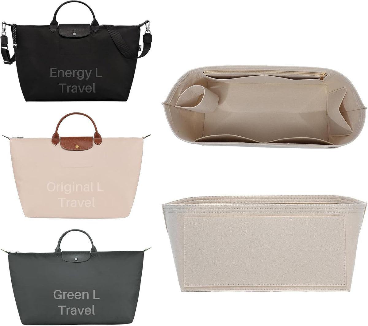 Purse Organizer Insert for Longchamp Le Pliage, Tote Bag Organizer