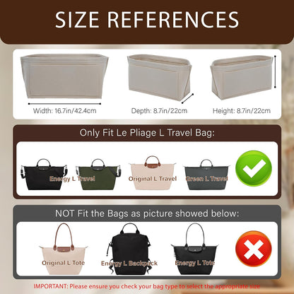 Purse Organizer Insert for Longchamp Le Pliage, Tote Bag Organizer