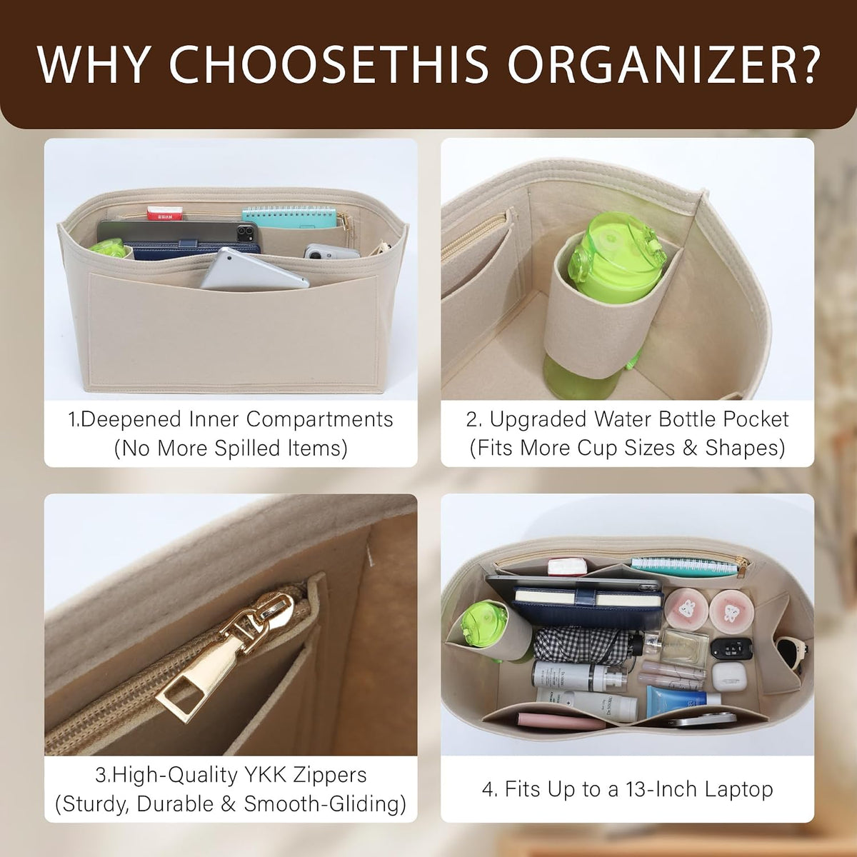 Purse Organizer Insert for Longchamp Le Pliage, Tote Bag Organizer