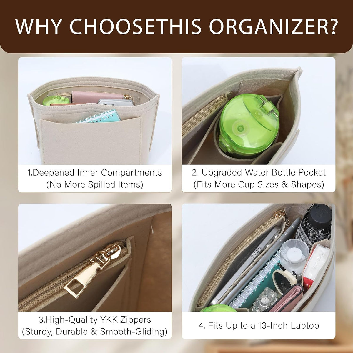 Purse Organizer Insert for Longchamp Le Pliage, Tote Bag Organizer