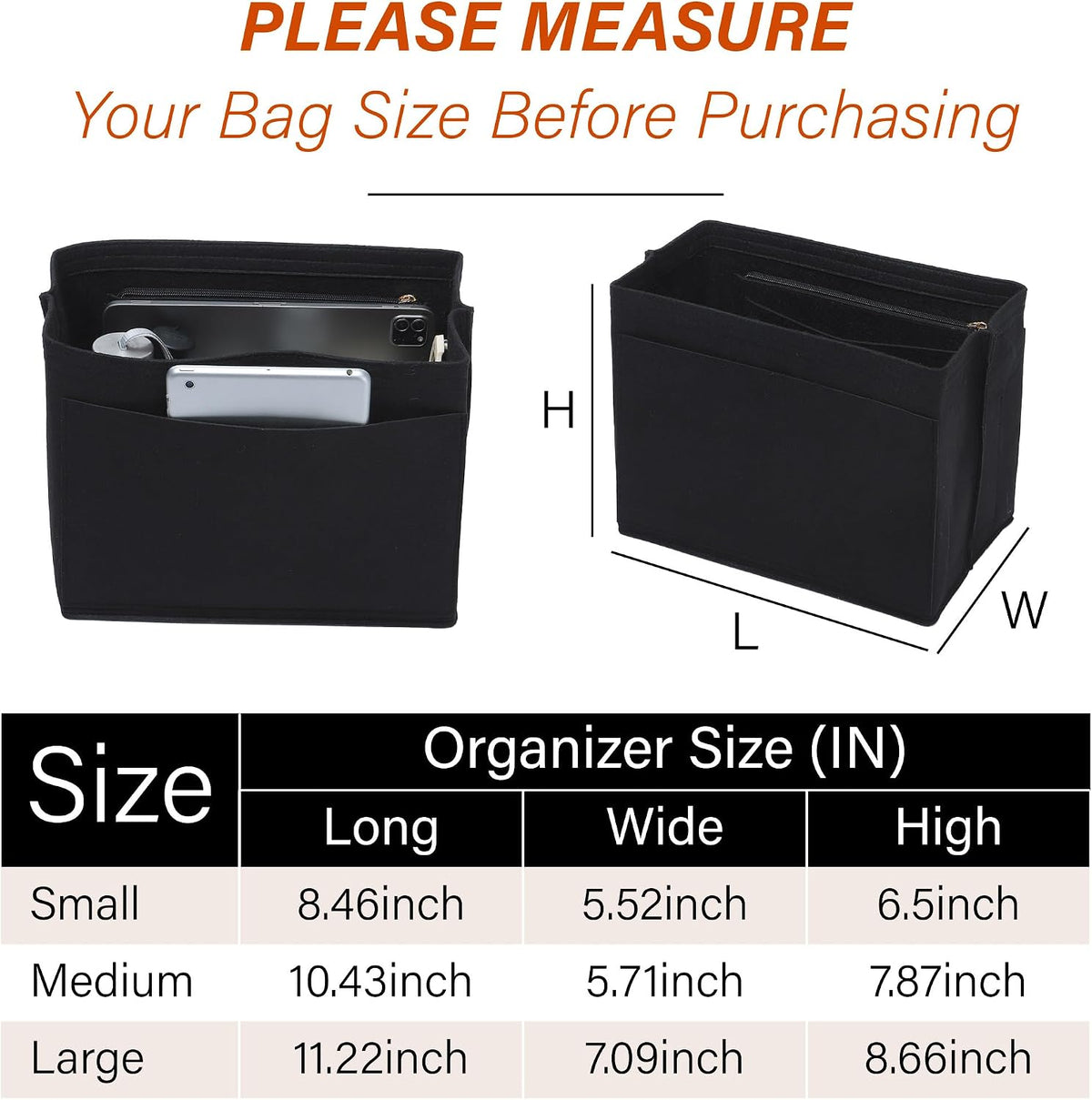 Purse Organizer Insert for Longchamp Le Pliage, Tote Bag Organizer