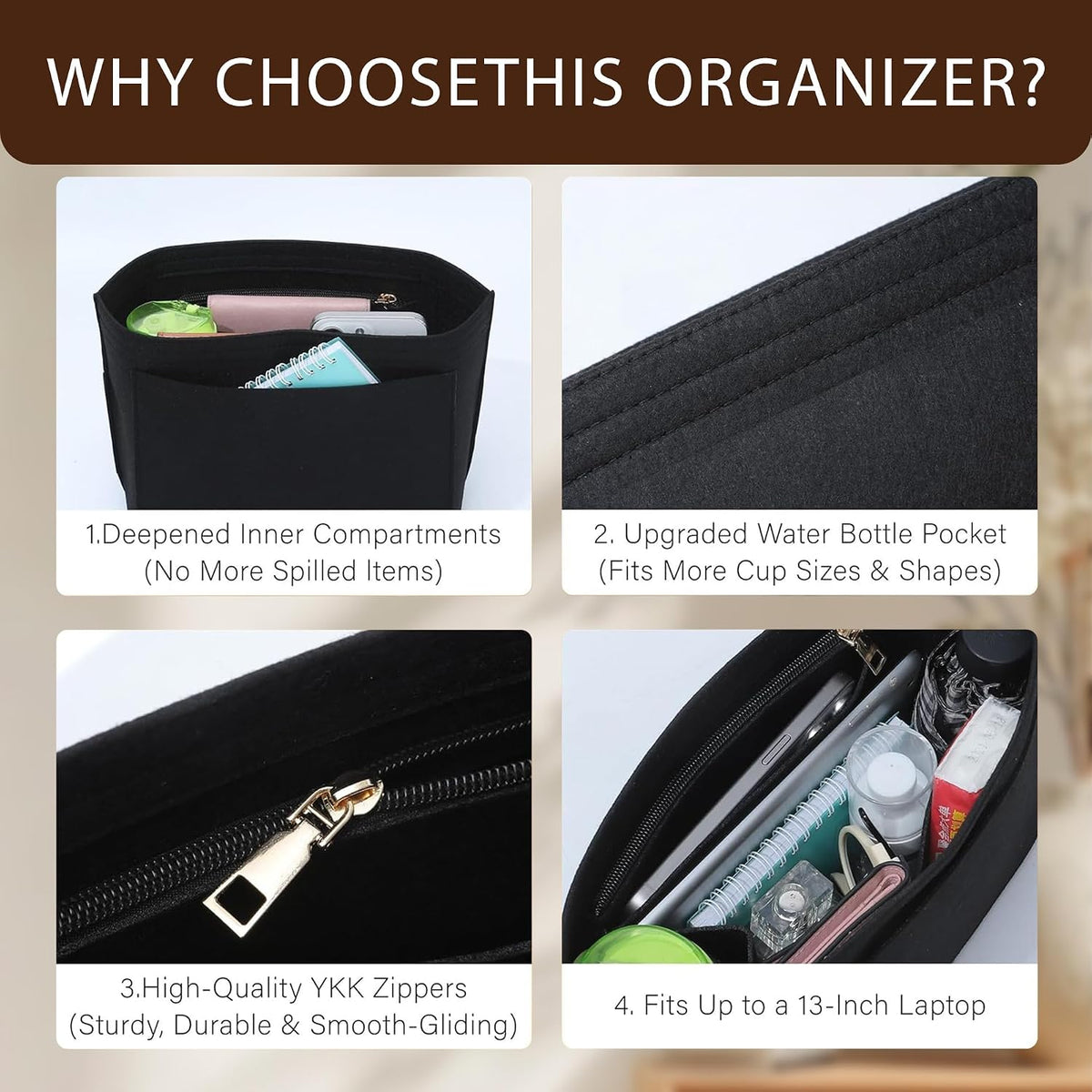 Purse Organizer Insert for Longchamp Le Pliage, Tote Bag Organizer