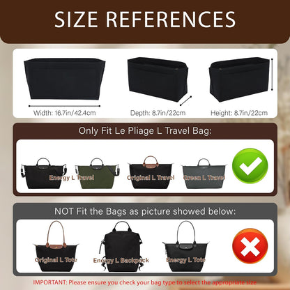 Purse Organizer Insert for Longchamp Le Pliage, Tote Bag Organizer