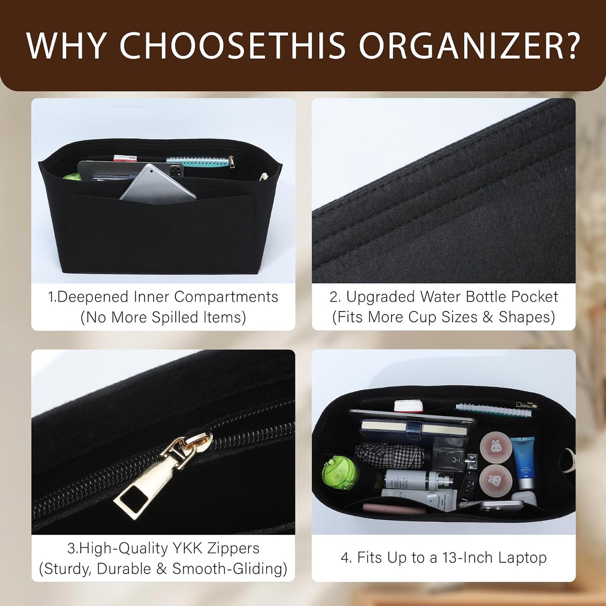 Purse Organizer Insert for Longchamp Le Pliage, Tote Bag Organizer