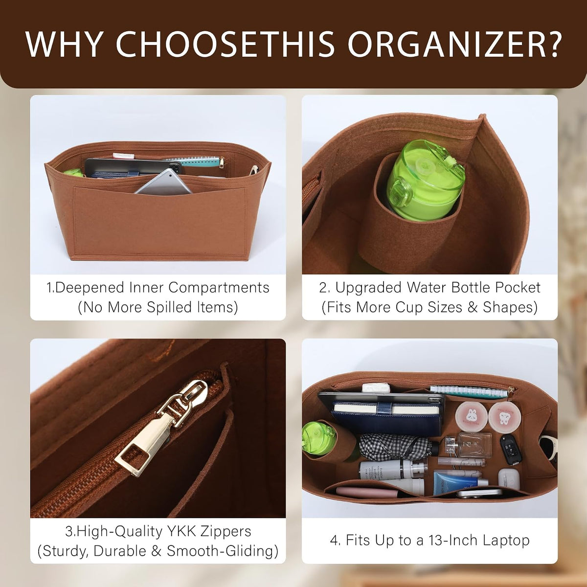 Purse Organizer Insert for Longchamp Le Pliage, Tote Bag Organizer