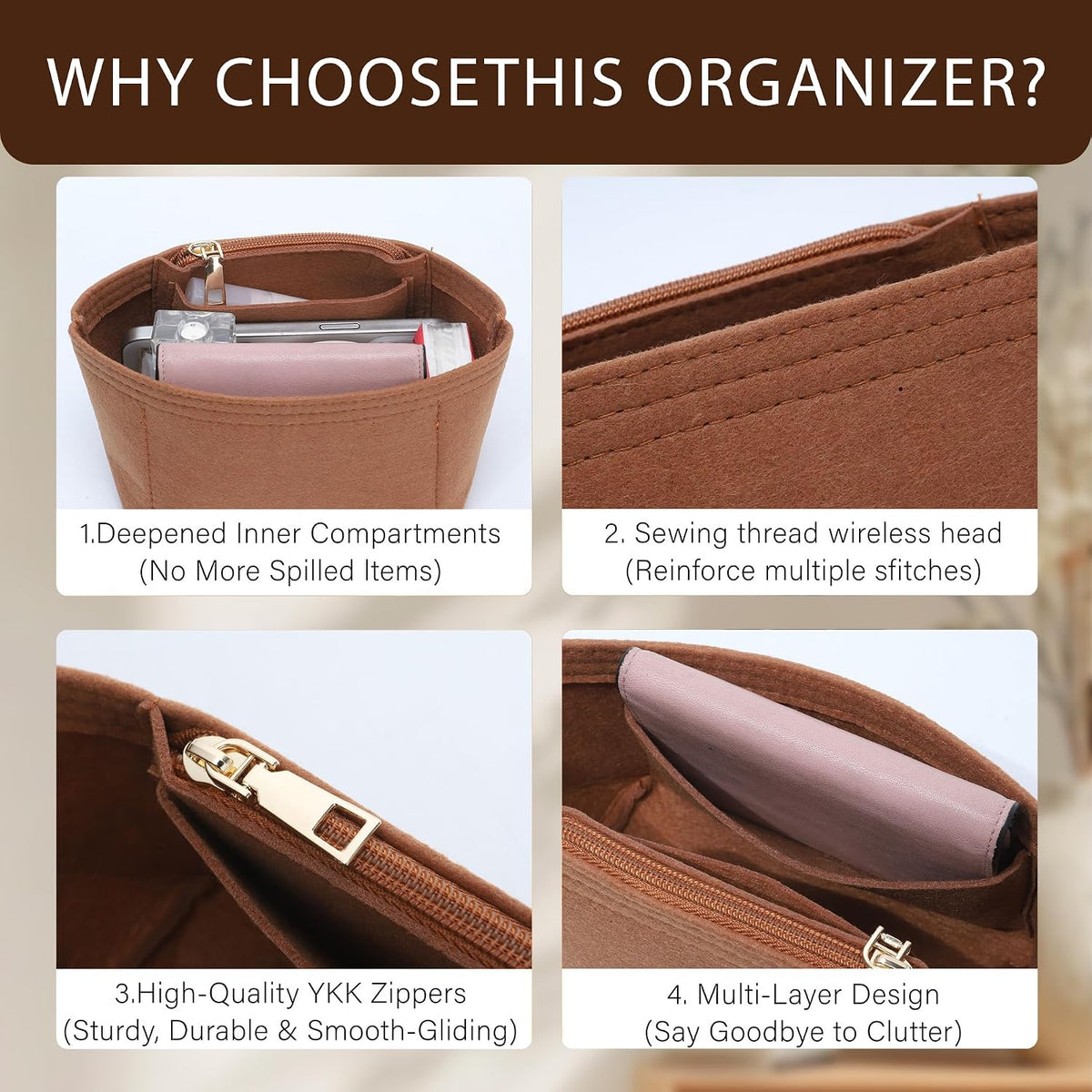 Purse Organizer Insert for Longchamp Le Pliage, Tote Bag Organizer