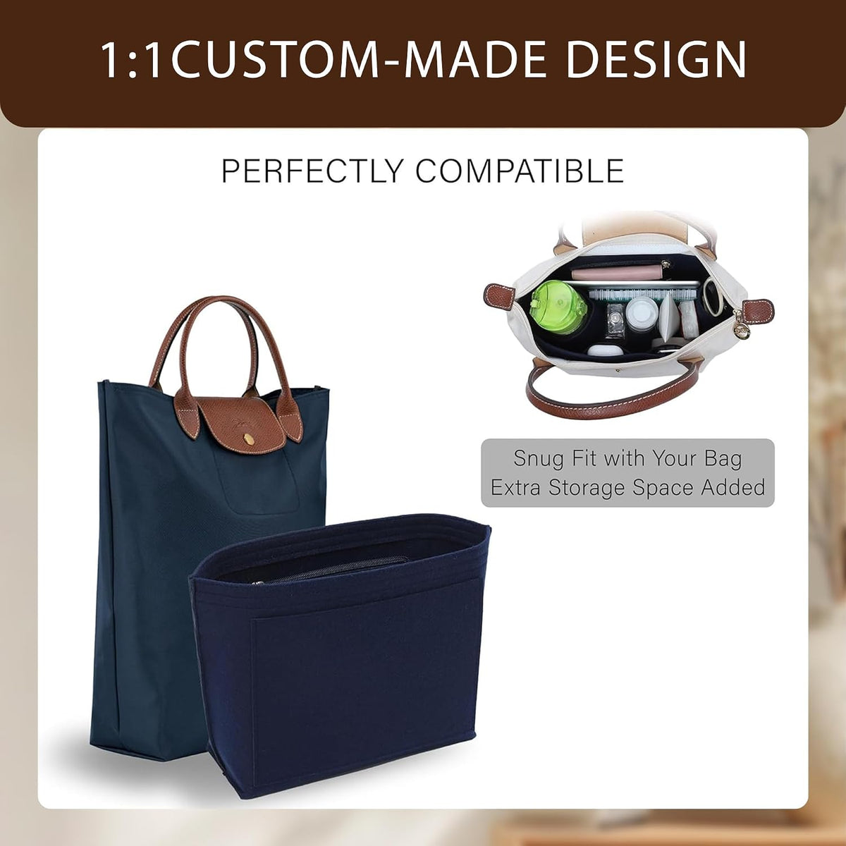 Purse Organizer Insert for Longchamp Le Pliage, Tote Bag Organizer