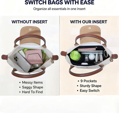 Purse Organizer Insert for Longchamp Le Pliage, Tote Bag Organizer