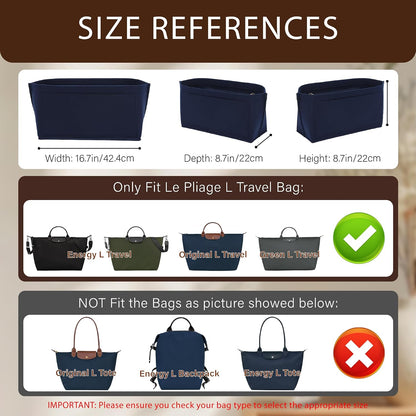 Purse Organizer Insert for Longchamp Le Pliage, Tote Bag Organizer