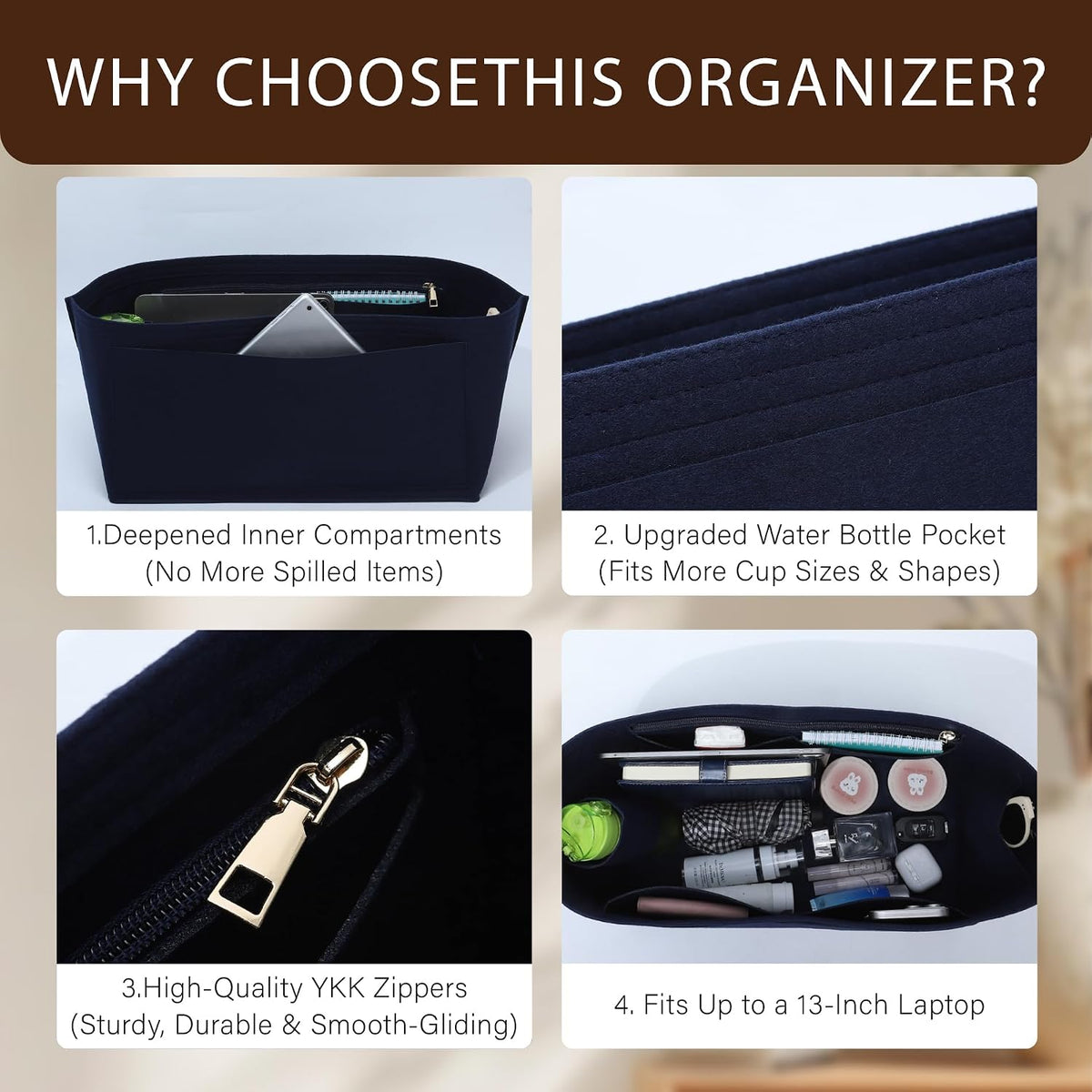Purse Organizer Insert for Longchamp Le Pliage, Tote Bag Organizer