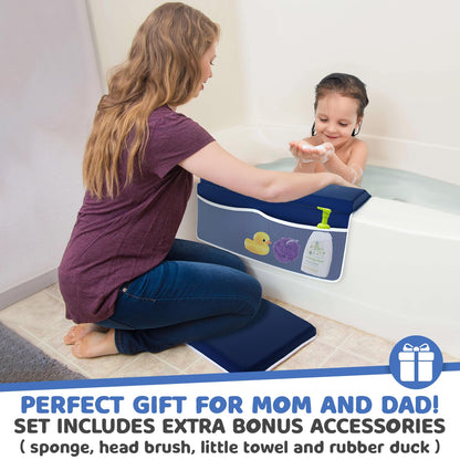 Bath Kneeler & Elbow Kneeling Rest Pad Set for Baby Washing Baths Gift Set